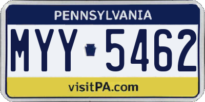 PA license plate MYY5462