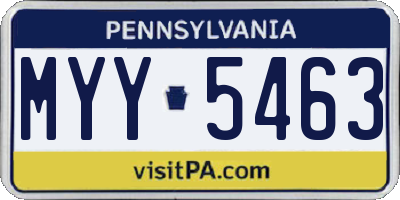 PA license plate MYY5463