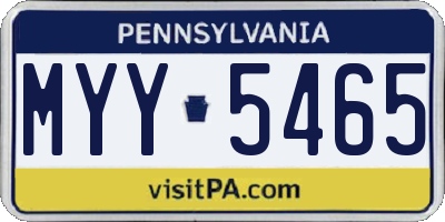 PA license plate MYY5465