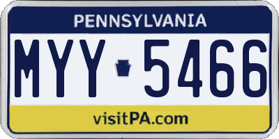 PA license plate MYY5466