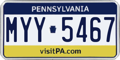 PA license plate MYY5467