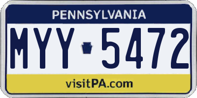 PA license plate MYY5472
