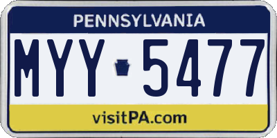 PA license plate MYY5477