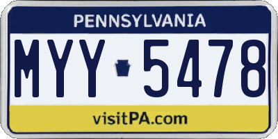 PA license plate MYY5478