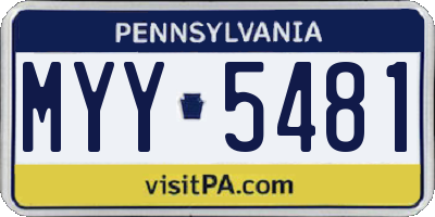 PA license plate MYY5481