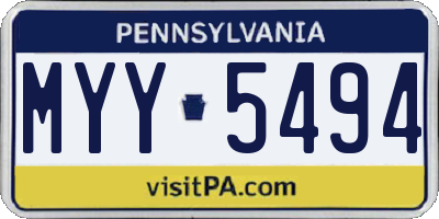 PA license plate MYY5494