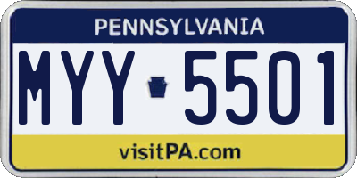 PA license plate MYY5501