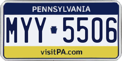PA license plate MYY5506
