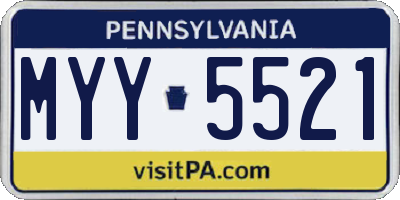 PA license plate MYY5521
