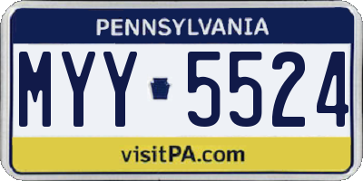 PA license plate MYY5524