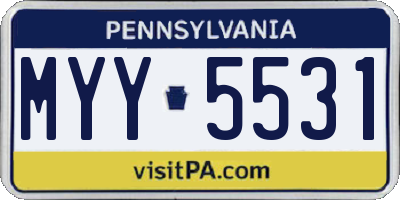 PA license plate MYY5531