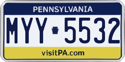 PA license plate MYY5532