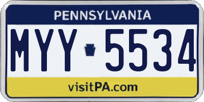 PA license plate MYY5534