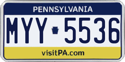 PA license plate MYY5536