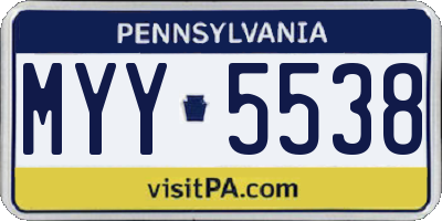 PA license plate MYY5538