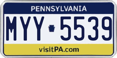 PA license plate MYY5539