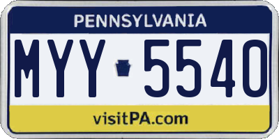 PA license plate MYY5540