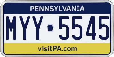 PA license plate MYY5545