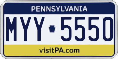 PA license plate MYY5550