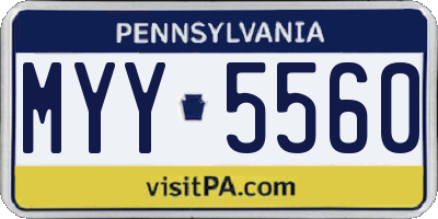 PA license plate MYY5560