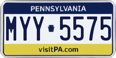 PA license plate MYY5575