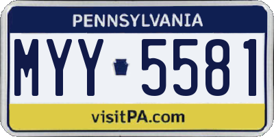 PA license plate MYY5581