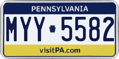 PA license plate MYY5582