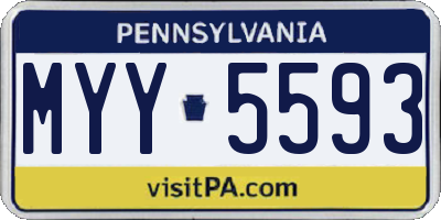 PA license plate MYY5593