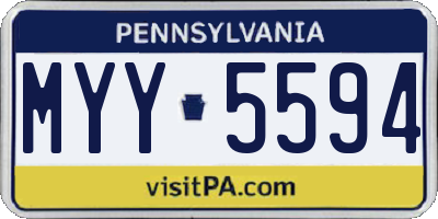 PA license plate MYY5594