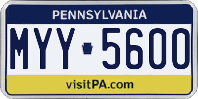PA license plate MYY5600
