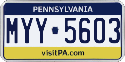 PA license plate MYY5603