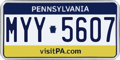 PA license plate MYY5607