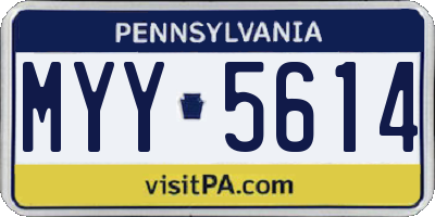 PA license plate MYY5614