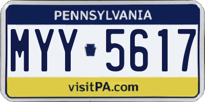 PA license plate MYY5617
