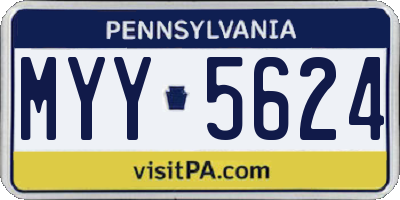 PA license plate MYY5624