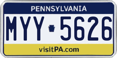 PA license plate MYY5626