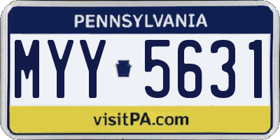 PA license plate MYY5631