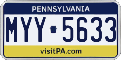 PA license plate MYY5633