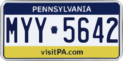 PA license plate MYY5642