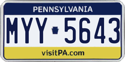 PA license plate MYY5643
