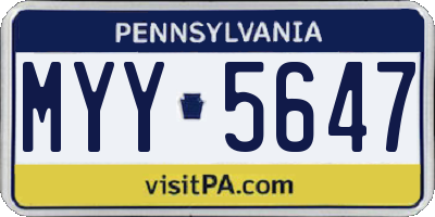 PA license plate MYY5647