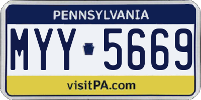 PA license plate MYY5669