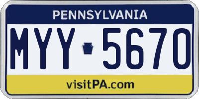 PA license plate MYY5670