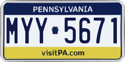 PA license plate MYY5671