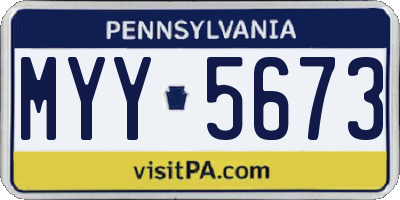 PA license plate MYY5673