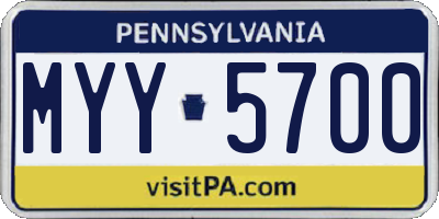 PA license plate MYY5700
