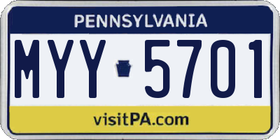 PA license plate MYY5701