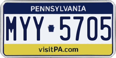 PA license plate MYY5705
