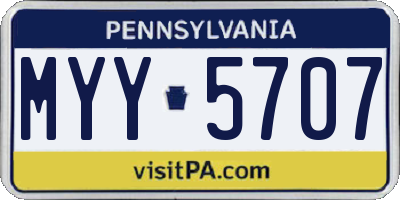 PA license plate MYY5707