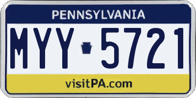PA license plate MYY5721